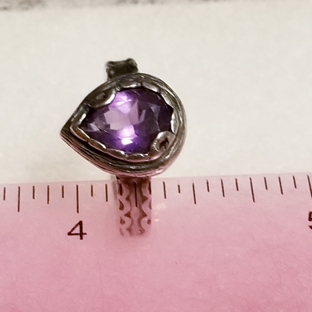 Silpada Sterling Silver Ring with Purple Teardrop Gem - Picture 9 of 13